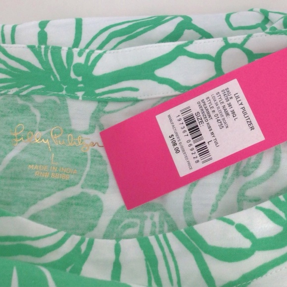 Lilly Pulitzer Dress Lidiya Boat Neck Spearmint Oversized Kiss My Tulips - Picture 7 of 12